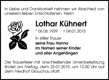 Todesanzeige von Lothar Kühnert von Glauchau