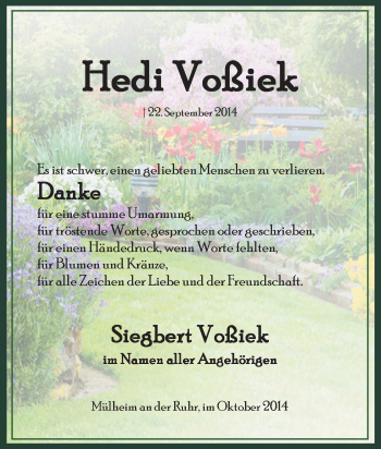 Todesanzeige von Renate Demeter von waz