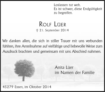 Todesanzeige von Erika Priebe von waz