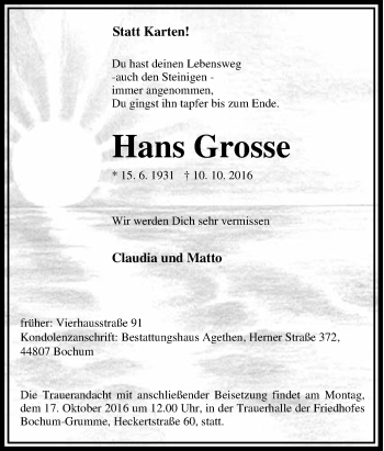 Todesanzeige von Anna Baumann von waz