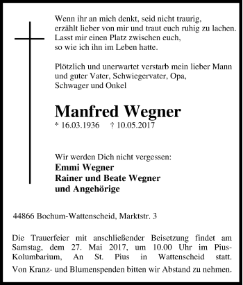 Todesanzeige von Maria Röttcher von waz