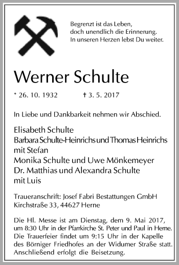 Todesanzeige von Hildegard Schröder von waz