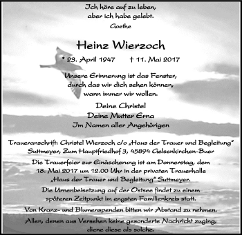 Todesanzeige von Helmut Otte von waz