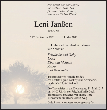 Todesanzeige von Luise Gellert von waz