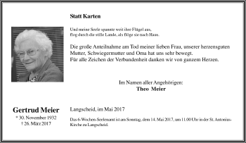 Todesanzeige von Willi Katluhn von waz