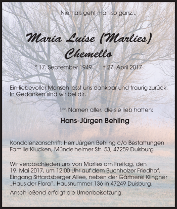 Todesanzeige von Werner Krug von waz
