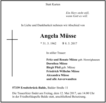 Todesanzeige von Lisel Stock von waz