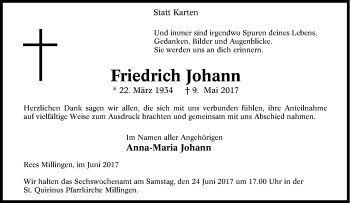 Todesanzeige von Hanni Leo von waz
