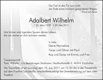 Todesanzeige von Hanns-Peter Butzbach von waz