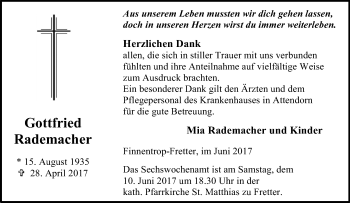 Todesanzeige von Gitta Thielemann von waz