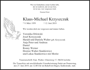 Todesanzeige von Josef Neugebauer von waz