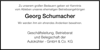 Todesanzeige von Georg Schumacher von HNA