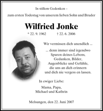 Todesanzeige von Wilfried Jonke von HNA