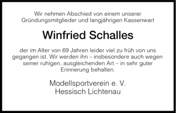 Todesanzeige von Winfried Schalles von HNA