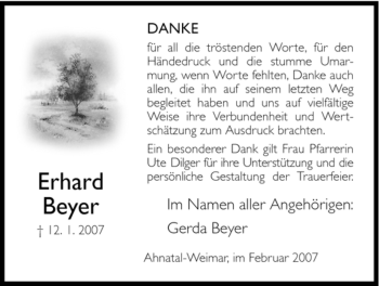 Todesanzeige von Erhard Beyer von HNA