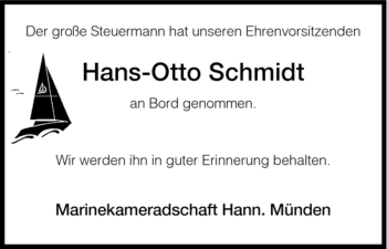 Todesanzeige von Hans-Otto Schmidt von HNA