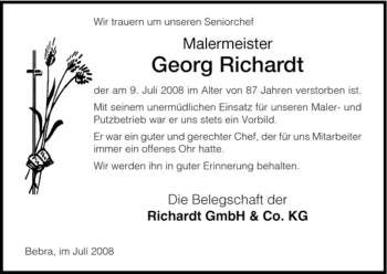 Todesanzeige von Georg Richardt von HNA