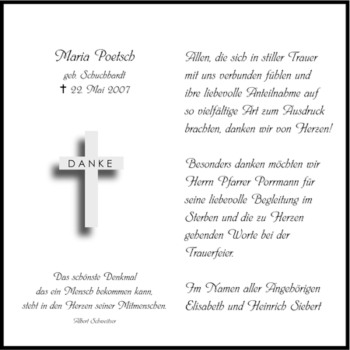 Todesanzeige von Maria Poetsch von HNA