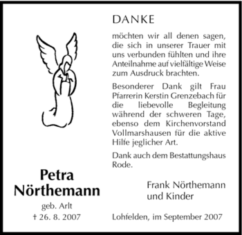 Todesanzeige von Petra Nörthemann von HNA