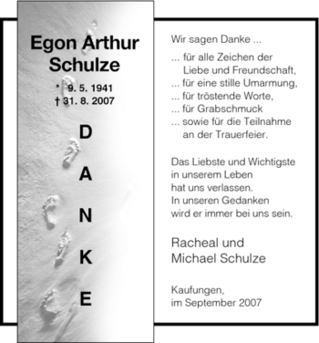 Todesanzeige von Egon Arthur von HNA