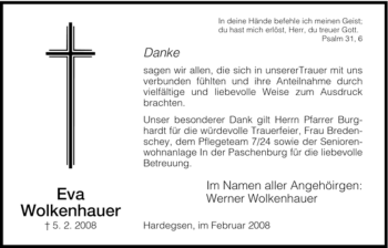 Todesanzeige von Eva Wolkenhauer von HNA