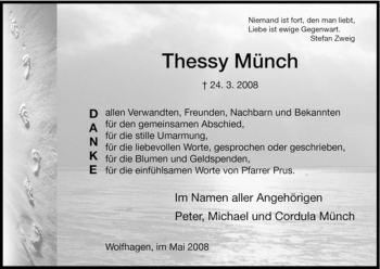 Todesanzeige von Thessy Münch von HNA