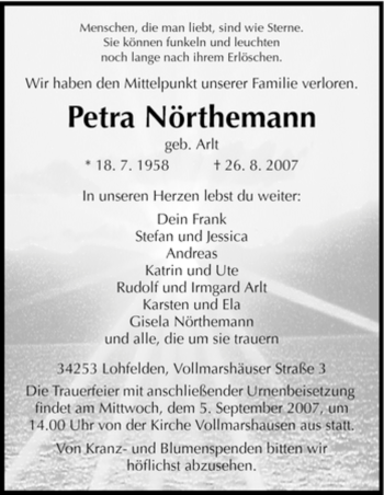 Todesanzeige von Petra Noertemann von HNA