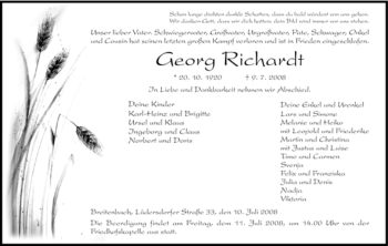 Todesanzeige von Georg Richardt von HNA