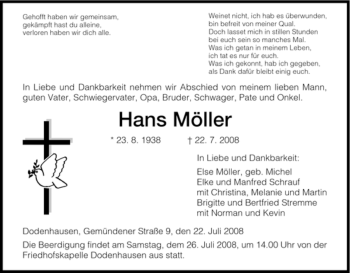 Todesanzeige von Hans Möller von HNA