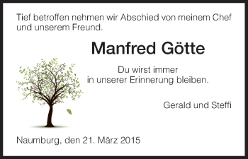 Todesanzeige von Manfred Götte von HNA