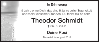Todesanzeige von Theodor Schmidt von HNA