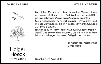 Todesanzeige von Holger Hoeck von HNA