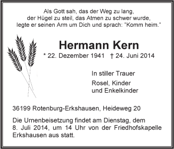 Todesanzeige von Thomas Köhler von HNA