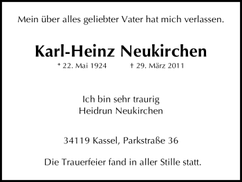 Todesanzeige von Karl-Heinz Neukirchen von HNA