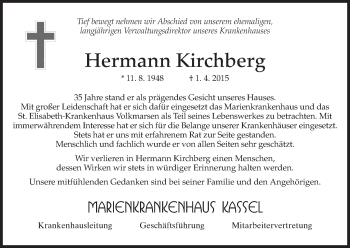 Todesanzeige von Hermann Kirchberg von HNA