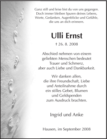 Todesanzeige von Ulli Ernst von HNA