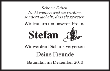 Todesanzeige von Stefan Unbekannt von HNA