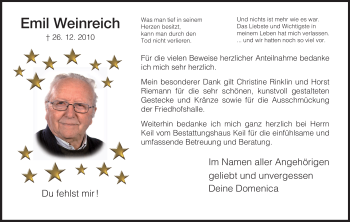 Todesanzeige von Emil Weinreich von HNA