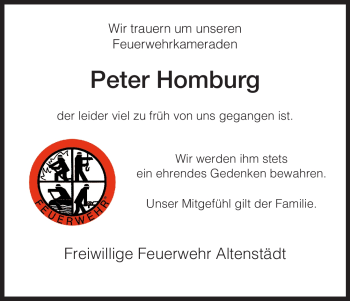 Todesanzeige von Peter Homburg von HNA