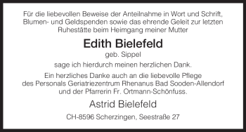 Todesanzeige von Edith Bielefeld von HNA