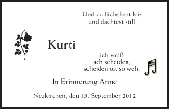 Todesanzeige von Kurti  von HNA