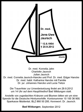 Todesanzeige von Jens-Uwe Jaursch von HNA