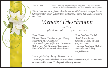 Todesanzeige von Renate Trieschmann von HNA