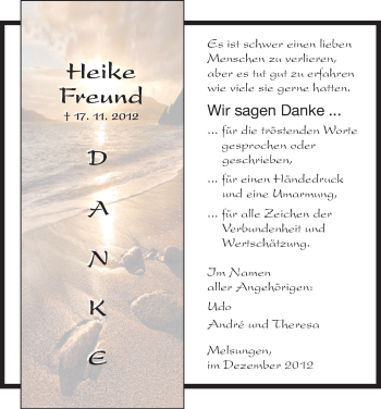 Todesanzeige von Heike Freund von HNA