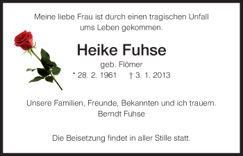 Todesanzeige von Heike Fuhse von HNA