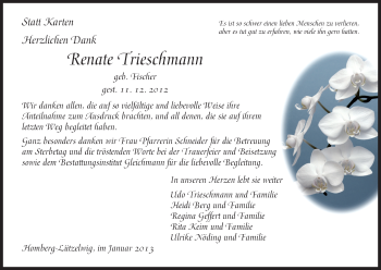 Todesanzeige von Renate Trieschmann von HNA