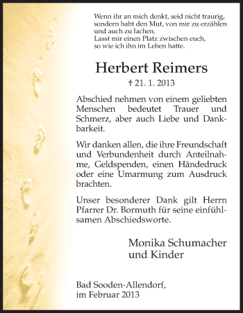 Todesanzeige von Herbert Reimers von HNA