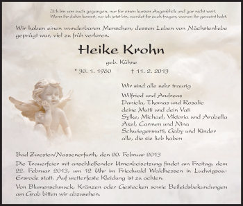 Todesanzeige von Heike Krohn von HNA