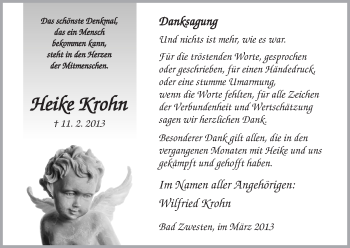 Todesanzeige von Heike Krohn von HNA