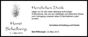 Todesanzeige von Horst Schelberg von HNA